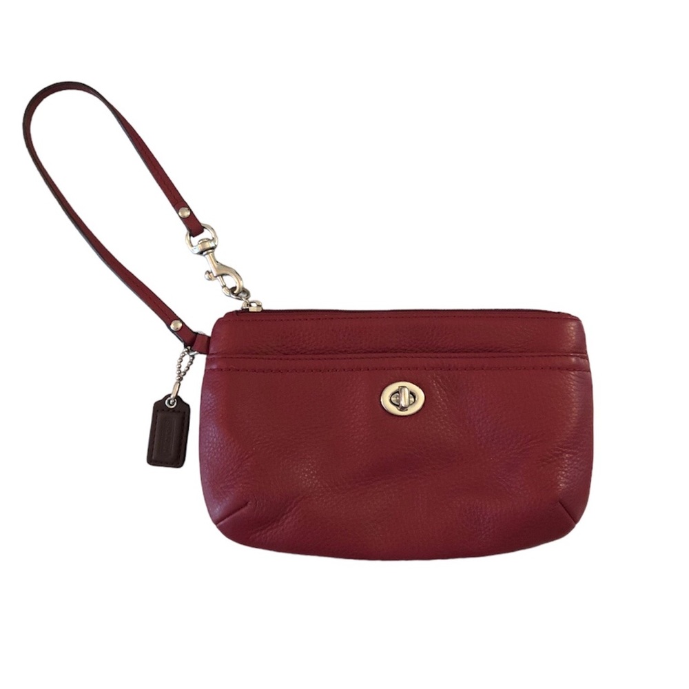 Coach Red Park Leather Turn Lock Wristlet